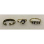 3 x ladies scrap gold dress rings.