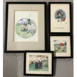 A collection of 4 framed & glazed children's nursery rhymes and story watercolours by M M Pettafor.