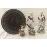 A small collection of assorted ceramic items to include studio pottery plate and Goebel's figurines.