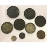 A collection of antique coins.