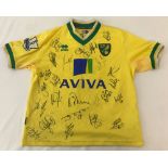 A Norwich City FC Aviva 2011/12 Premier League youth home shirt signed by squad members.