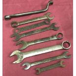 A collection of 8 vintage car spanners to include examples marked : Jaguar, Vincent and