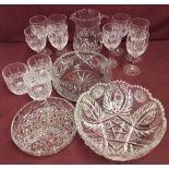 A collection of lead crystal and glass items to include Stuart crystal.