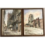 A Pair of wood framed original 1930's watercolours of Ipswich.