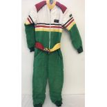 A child's multi coloured Go Kart all-in-one racing suit.
