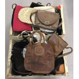 2 boxes of vintage and modern handbags.