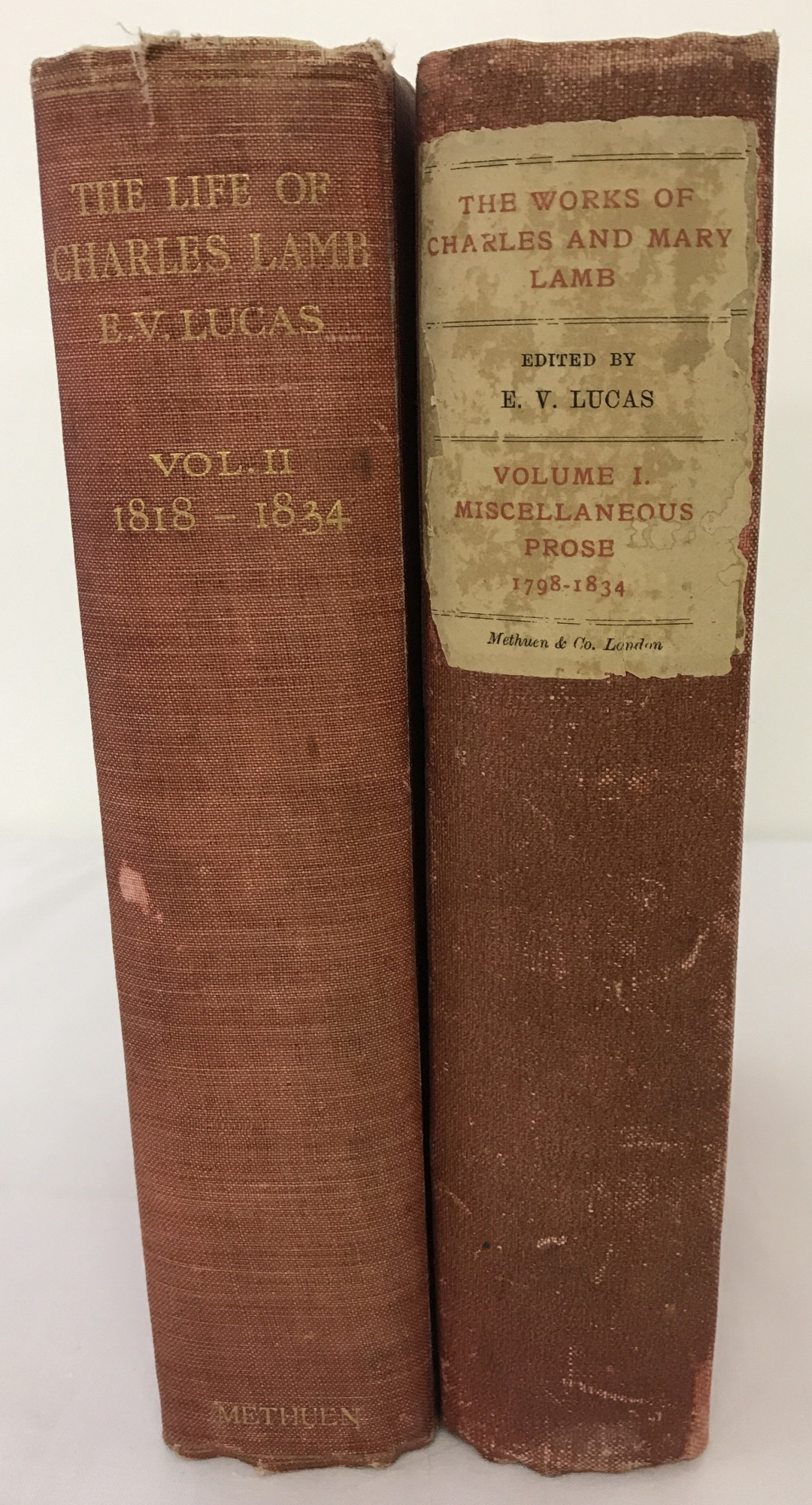 2 antique books, The Works of Charles and Mary Lamb in 2 volumes by E.V. Lucas.