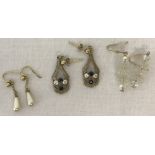 3 pairs of vintage 9ct gold earrings.