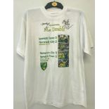 A signed 2003/04 white Mac Double Norwich City FC celebration T shirt.