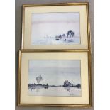 A pair of gilt framed vintage prints by Spencer entitled "Sky Pink" and "Sky Blue".