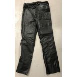 A pair of vintage ladies black leather trousers by "RomGorson".