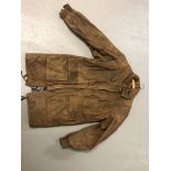 A vintage brown leather men's duffle coat by Real Leather 2000AD.