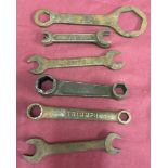 A collection of 6 vintage motorcycle spanners; 3 marked BSA and 3 marked Triumph.
