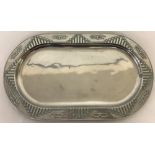 An Art Deco style cast metal oval ended tray, with makers marks to reverse.