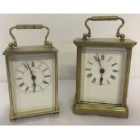 2 vintage heavy brass quartz carriage clocks.