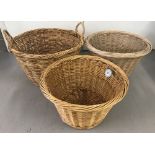 3 modern wicker log baskets.