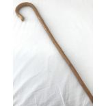 A vintage fell walking stick with hooked/crook handle.