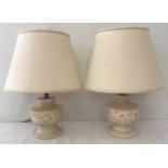 2 Jersey Pottery ceramic table lamps in natural colours.