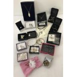 A quantity of boxed and unboxed vintage and modern costume jewellery.