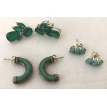 3 pairs of earrings set with natural stones.