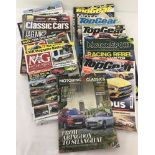 A box of motoring magazines to include copies of Top Gear, MG magazine and Classic Car.