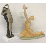 2 Art Nouveau style resin nude figurines.