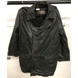 A vintage men's black leather 3/4 length coat by "Vali Collection.