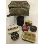 9 assorted collectable vintage tins.