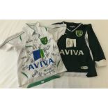 Two Norwich City FC player signed Aviva shirts.