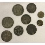 A collection of foreign and English antique coins.