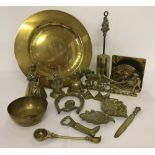 A collection of vintage brassware items.