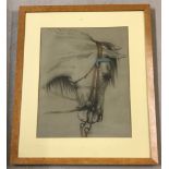 K. Page - Pencil sketch of a horses head, signed and dated 1895.