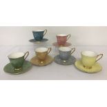 A set of 6 Royal Albert "Gossamer" harlequin cups and saucers.