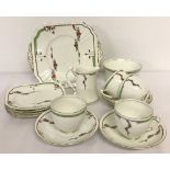 A hand painted Art Deco pattern Phoenix China tea set.