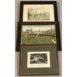 3 antique framed and glazed hunting prints.