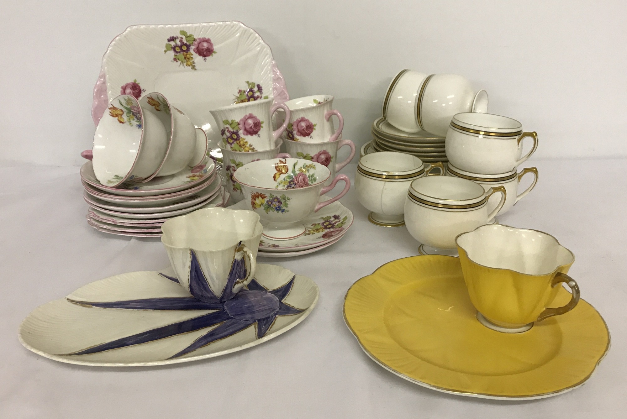 A collection of vintage Shelley tea ware.