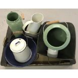 A collection of vintage & modern enamelware.