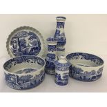 6 pieces of blue and white Spode ceramics.