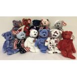 A collection of 11 mostly American themed TY Beanie Bears. All with original tags.