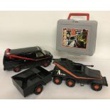 A 1980's diecast A-Team black van with sliding side door and B.A. Baracus interior figure, by Ertl.