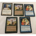 5 Magic The Gatherings trading/game cards.