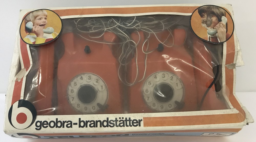 Vintage 1970's Geobra-brandstätter battery operated toy telephones in original box.