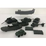 8 vintage plastic Airfix military vehicles.