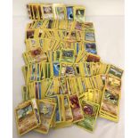 A collection of over 600 Pokémon cards.