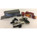 3 vintage Hasbro Transformer toys in varying conditions.