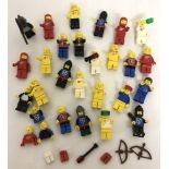 25 vintage Lego mini figures and accessories, mainly spacemen and knights.