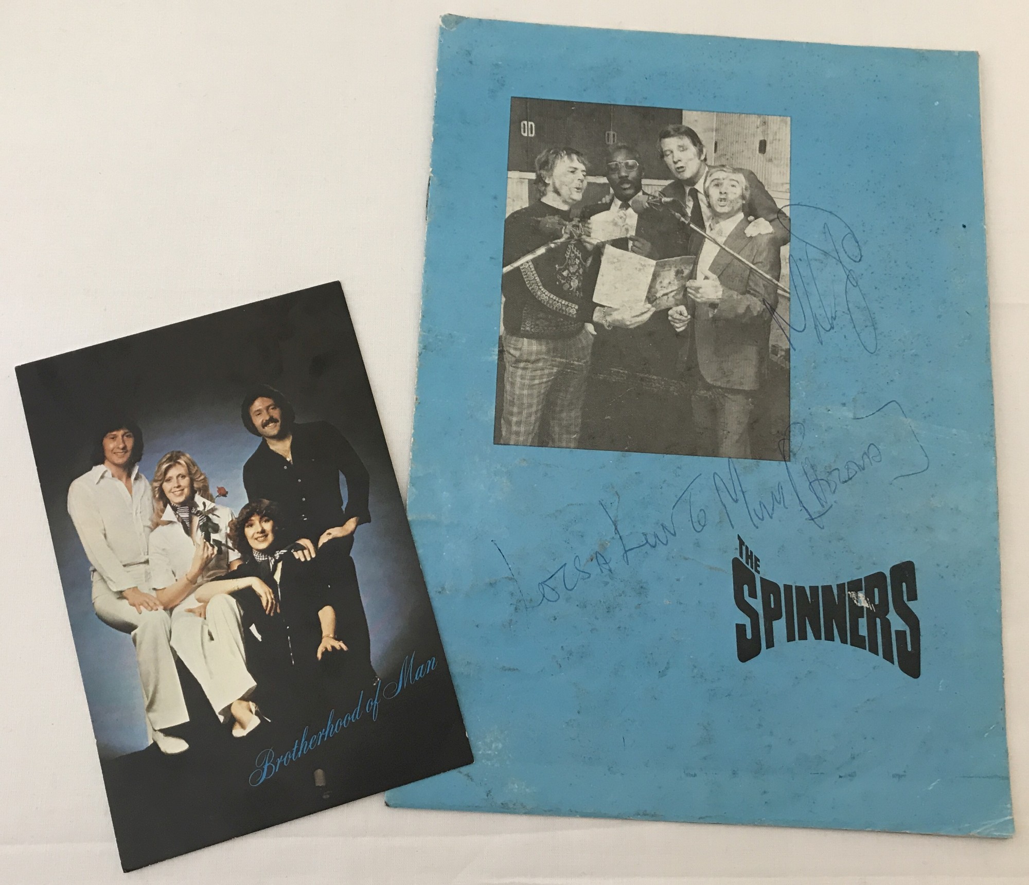 2 autographed pieces of memorabilia from 1970's Musical artists.