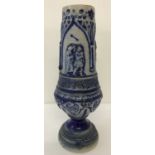 A Westerwald German salt glaze blue and grey pottery vase.