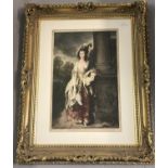 A 19th century mezzotint of a lady in period dress, signed in pencil Ernest Stamp.