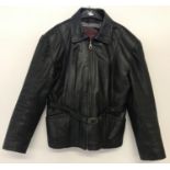 A ladies belted leather jacket by Hide Park.